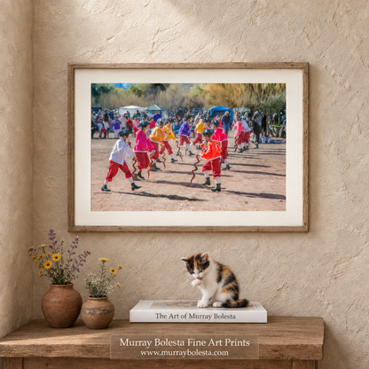 Folklorico heritage dancers at Tumacacori Fiesta Arizona, art by Murray Bolesta
