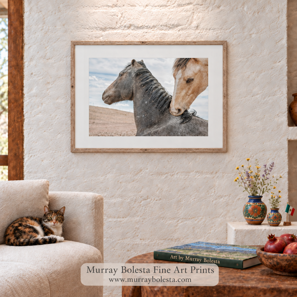 Horse artwork playful pals San Rafael Valley borderlands Arizona art by Murray Bolesta