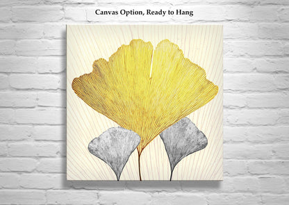 Gingko Leaf Print as Fine Art Nature Gift on Square Print