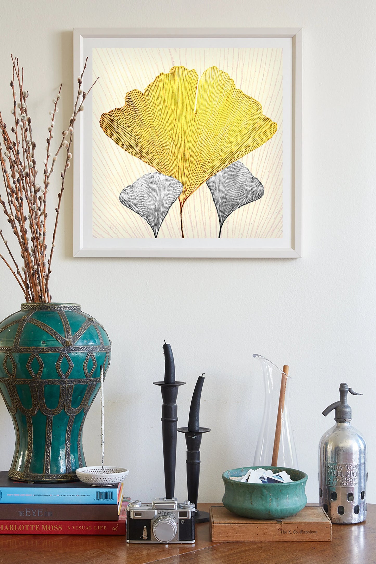 Gingko Leaf Print as Fine Art Nature Gift on Square Print