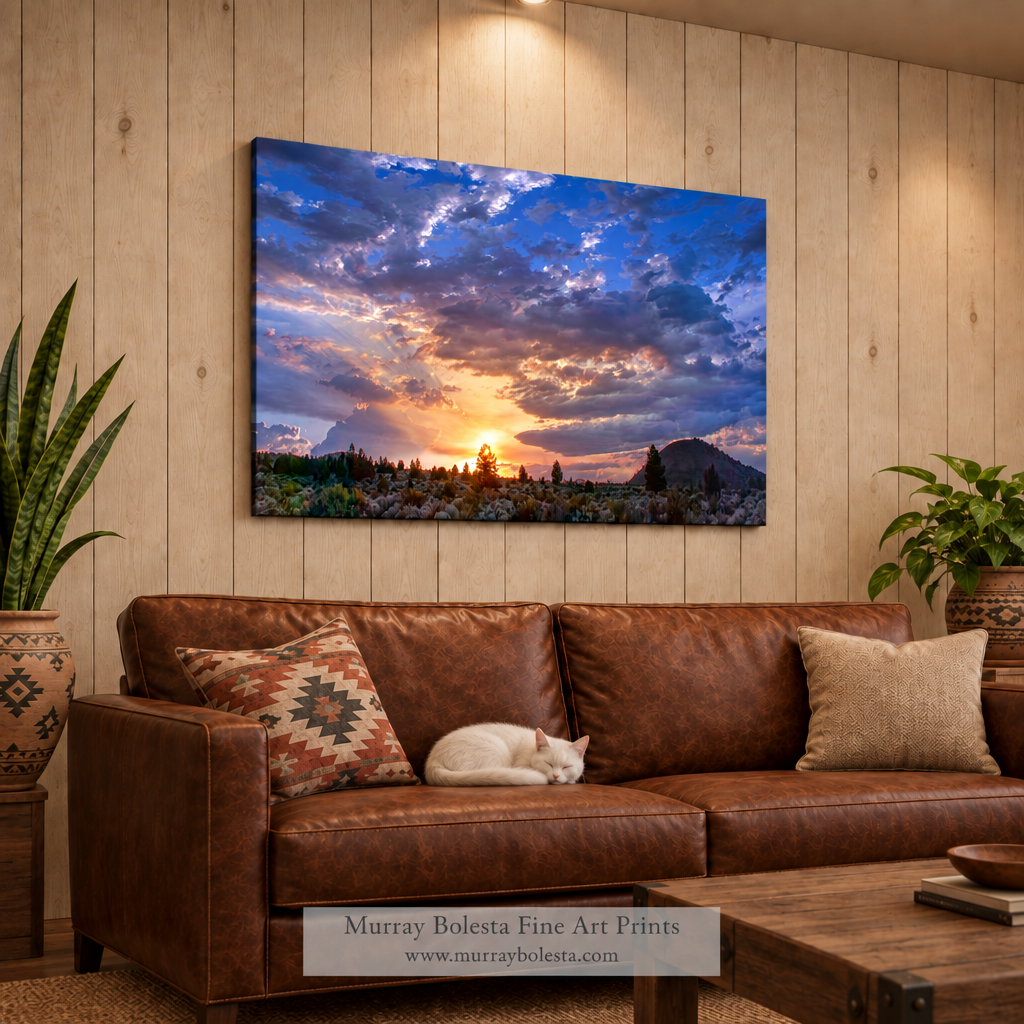 Lava Beds sunset artwork by Murray Bolesta