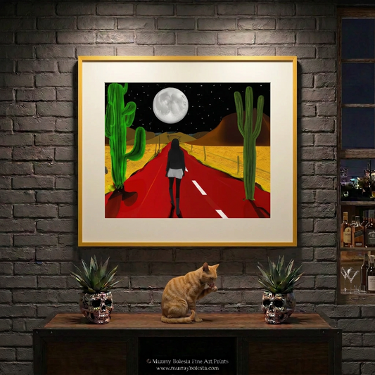 surreal art with desert moon highway by Murray Bolesta!