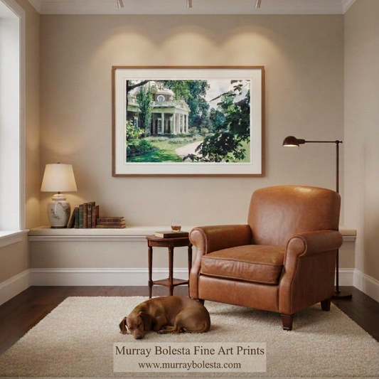 Monticello vintage artwork by Murray Bolesta