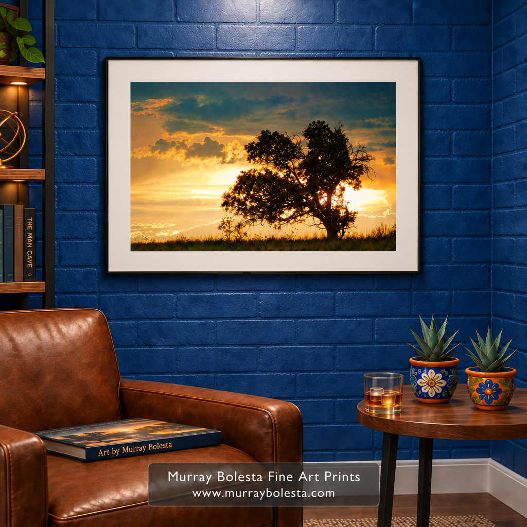 Oak-tree sunset artwork at Arizona border San Rafael Valley by Murray Bolesta