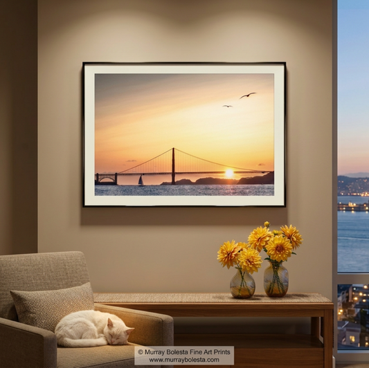 San Francisco Golden Gate Bridge sunset art print by Murray Bolesta!