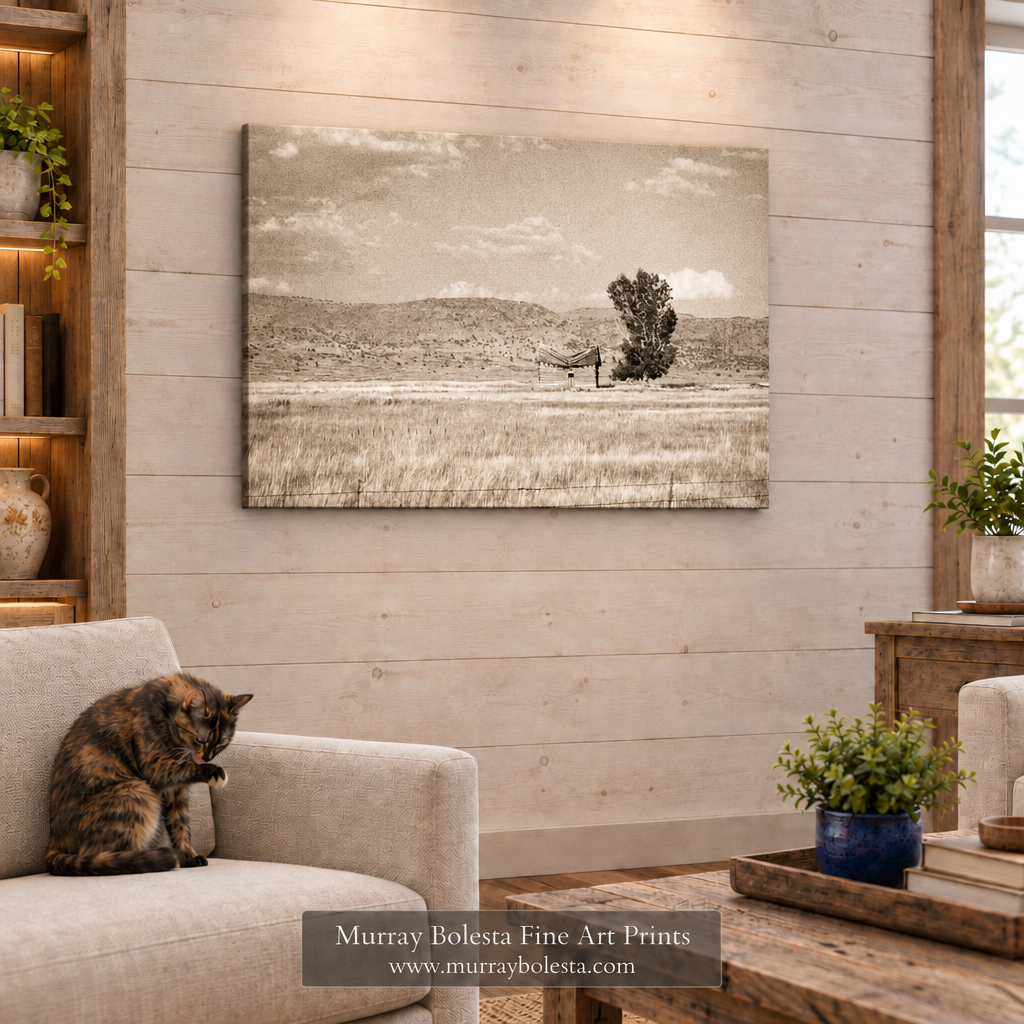 Sepia ranch canvas, art by Murray Bolesta Northeast California