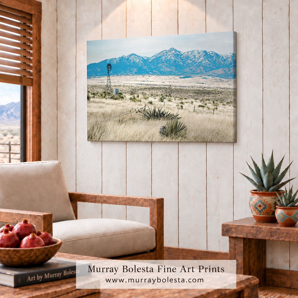 Sonoita Arizona ranch windmill landscape art by Murray Bolesta