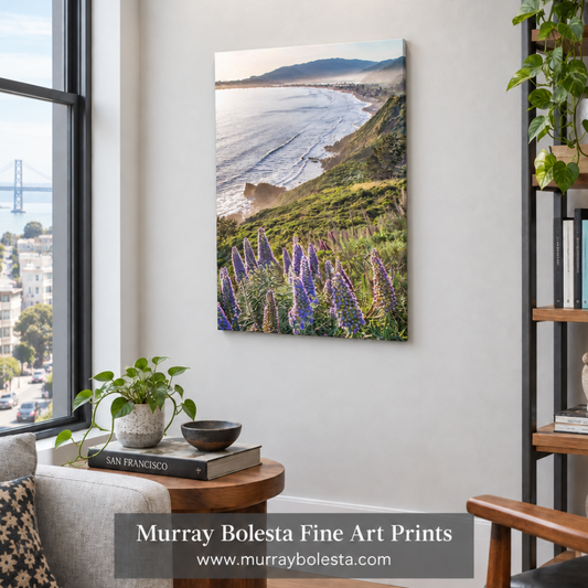 Stinson Beach vertical artwork by Murray Bolesta