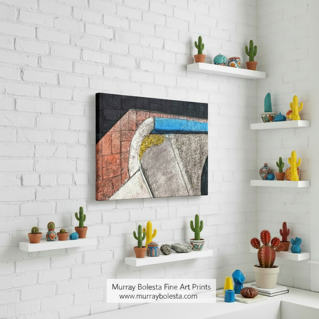 Abstract pattern of colorful tiles on a white background. Urban Street Photograph in Abstract | Geometric Art | Tucson AZ by Murray Bolesta