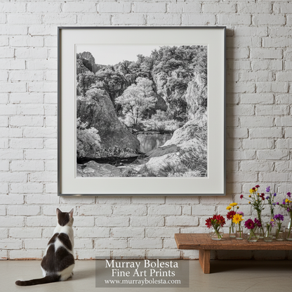 Mexico Border Canyon Arizona Art Print | Black and White Square Photograph by Murray Bolesta