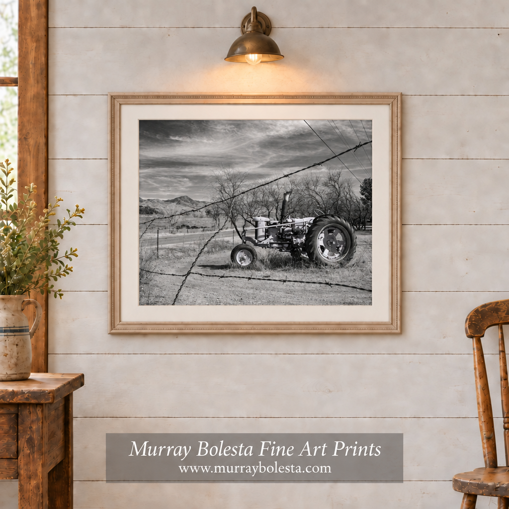 Blue tractor art print by Murray Bolesta