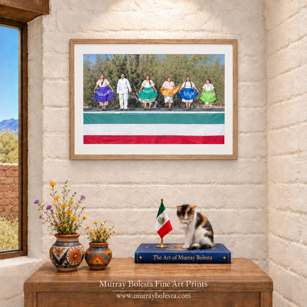 Fiesta de Tumacacori Arizona dancers, folklorico art by Murray Bolesta