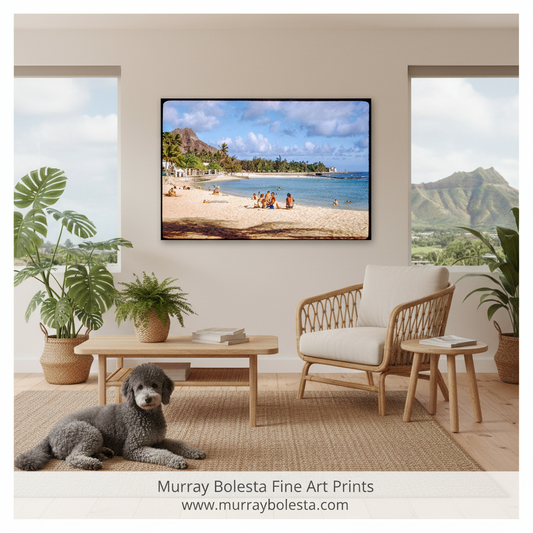 Waikiki Beach Vintage Photo – Diamond Head Hawaii Wall Art
