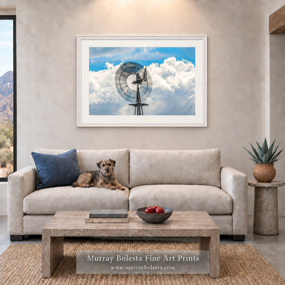 Windmill artwork with stormy sky by Murray Bolesta