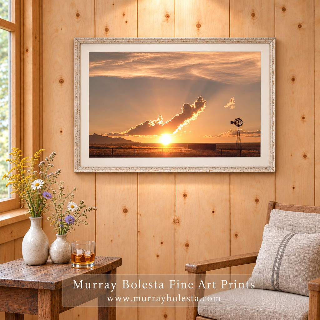 Windmill sunset artwork at San Rafael Valley Arizona by Murray Bolesta